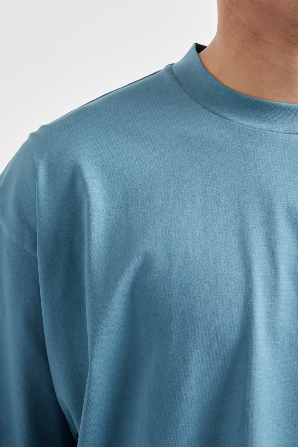 SUVIN 60/2 Oversized Longsleeve T-Shirt - Blue Gray