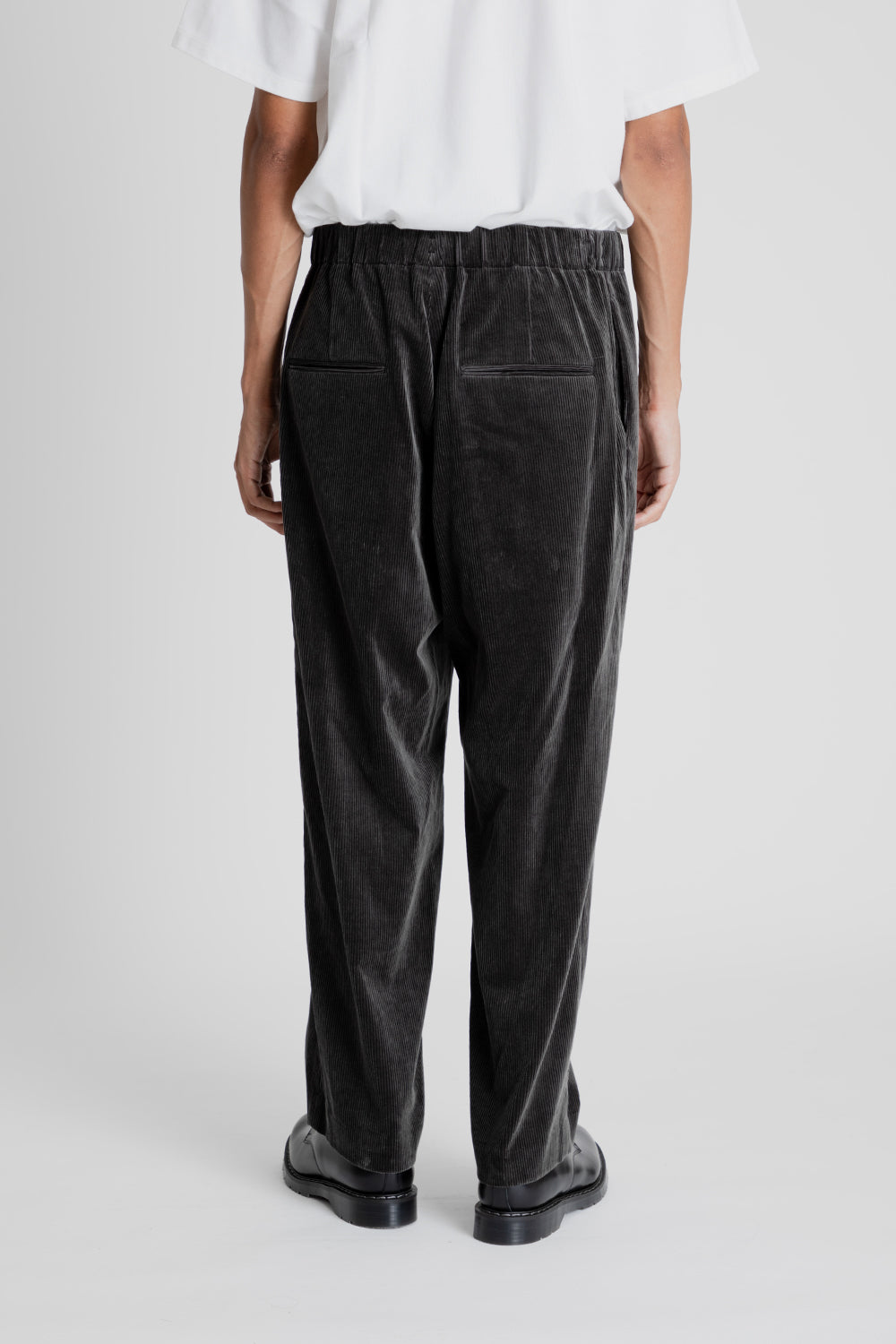 ATON Suvin Corduroy Easy Wide Pants in Charcoal Gray