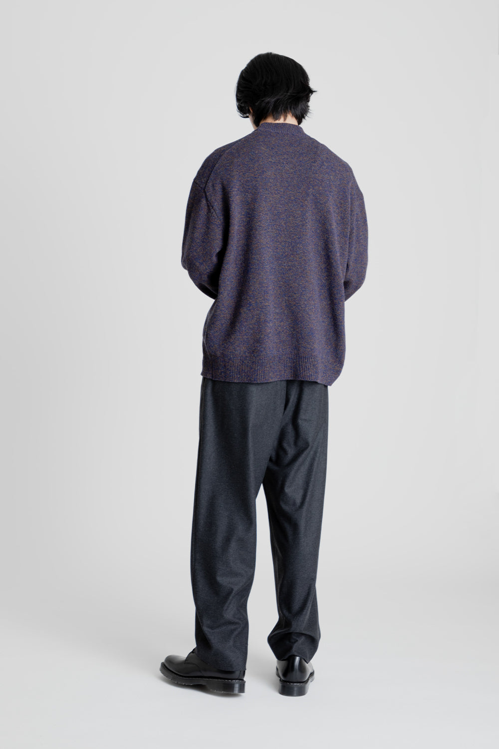 Wool Mouline Mockneck Sweater - Navy