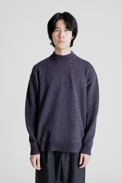 Aton Wool Mouline Mockneck Sweater - Navy | Wallace Mercantile Shop