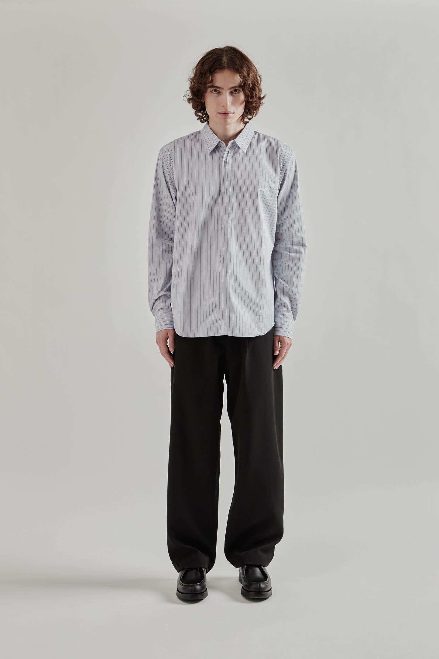 Half Fly Button Shirt - Blue Stripe