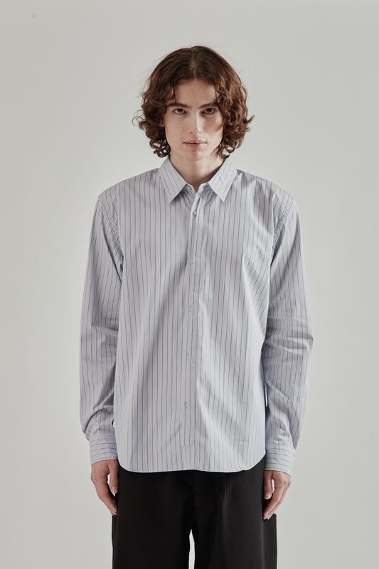 Half Fly Button Shirt - Blue Stripe