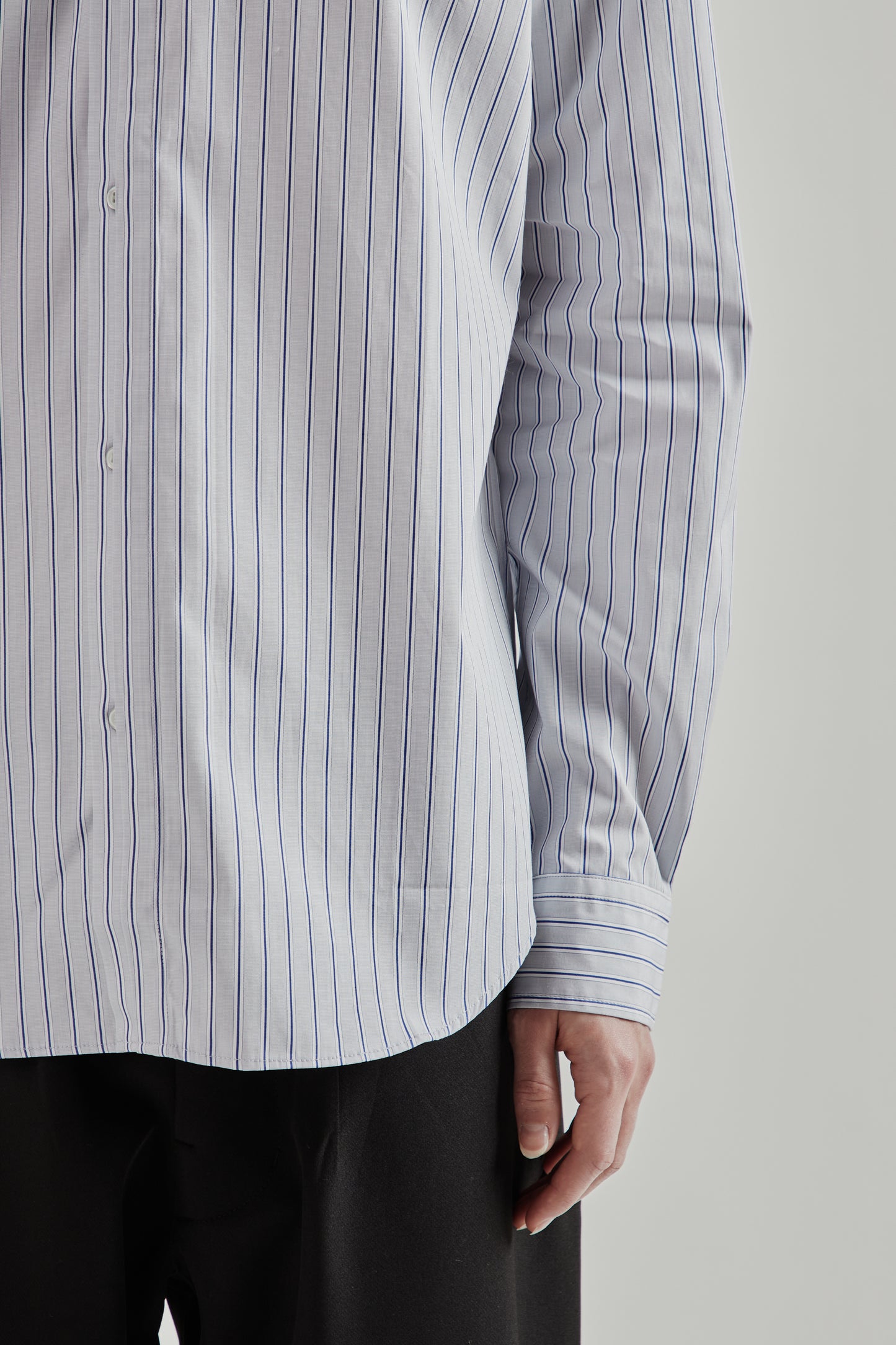 Half Fly Button Shirt - Blue Stripe