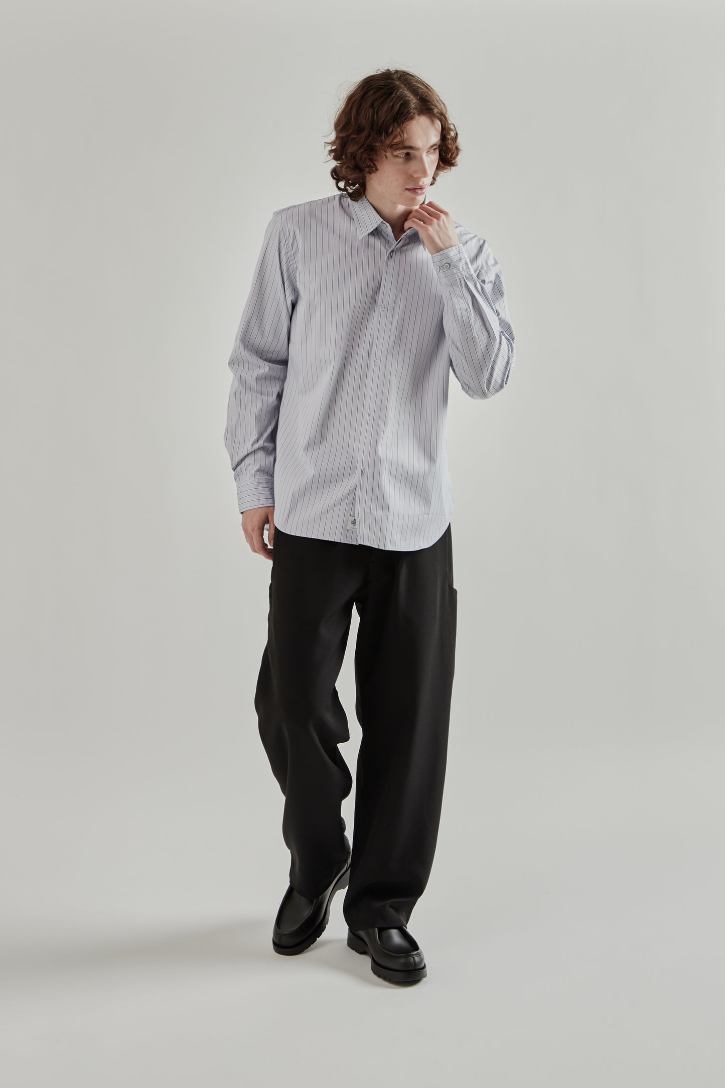 Half Fly Button Shirt - Blue Stripe