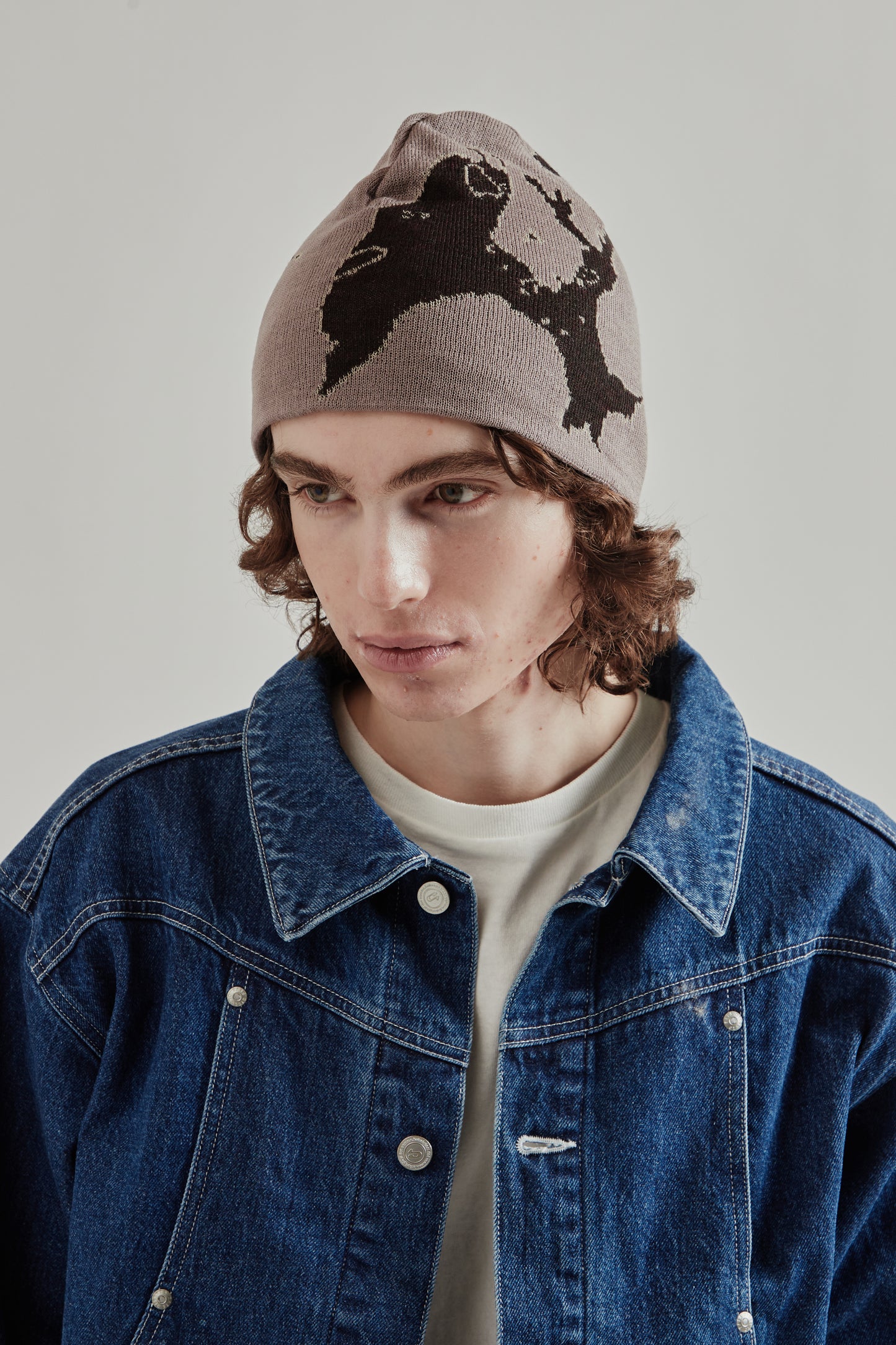Jacquard Soft Beanie Hat - Dark Rose