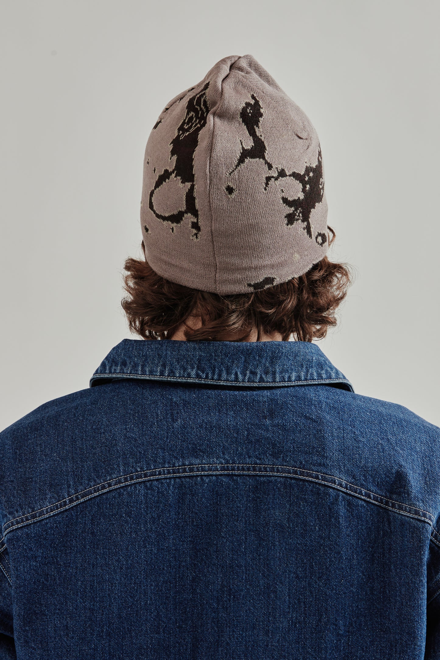 Jacquard Soft Beanie Hat - Dark Rose