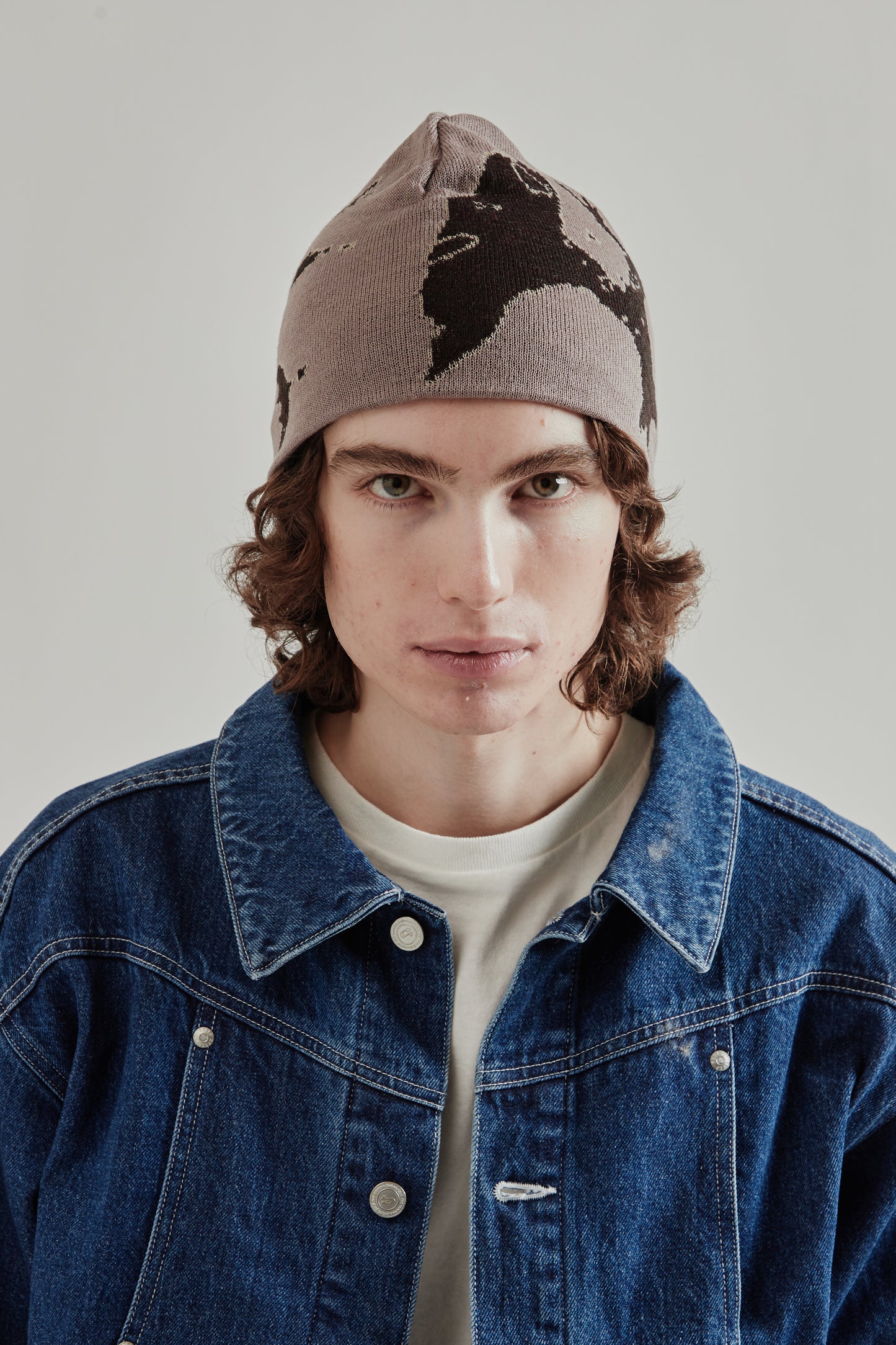 Jacquard Soft Beanie Hat - Dark Rose