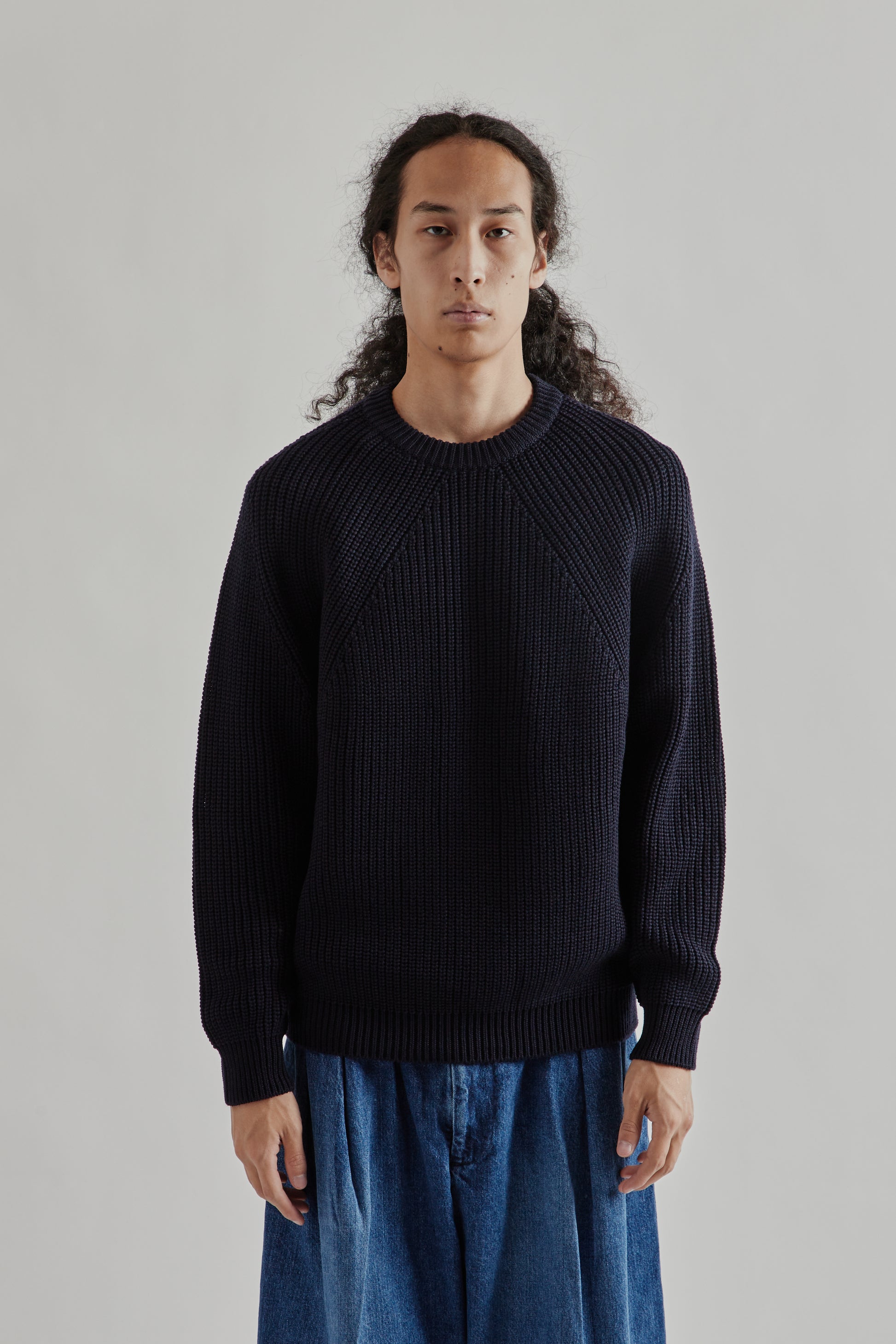 BATONER FW25 Signature Crew Neck Navy2