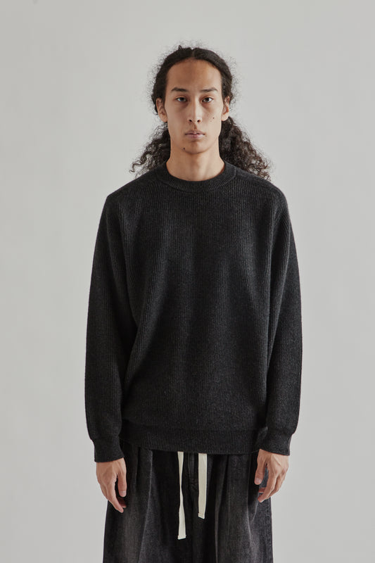Batoner FW25 Innocent Cashmere Heavy weight Crewneck Merange Black 2