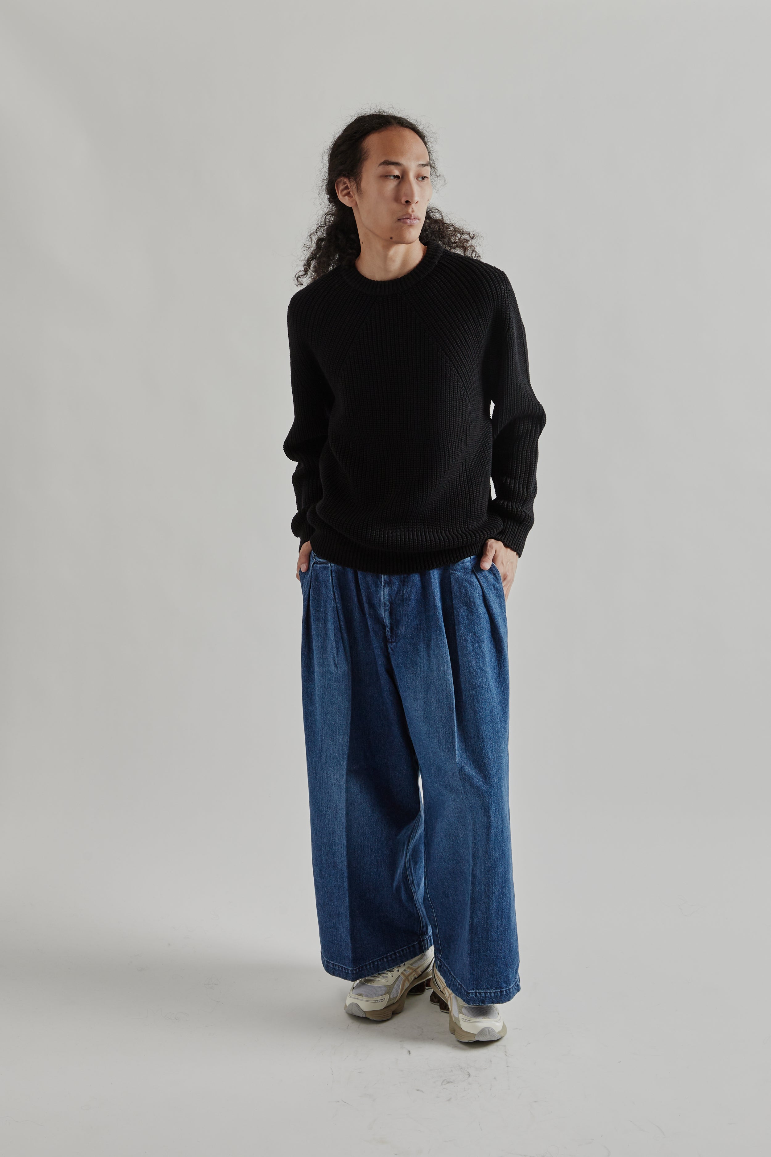 トップス Batoner Sorid wool rib crewneck Black 2 BATONER / バトナー | SOLID WOOL RIB CREW NECK (メンズ