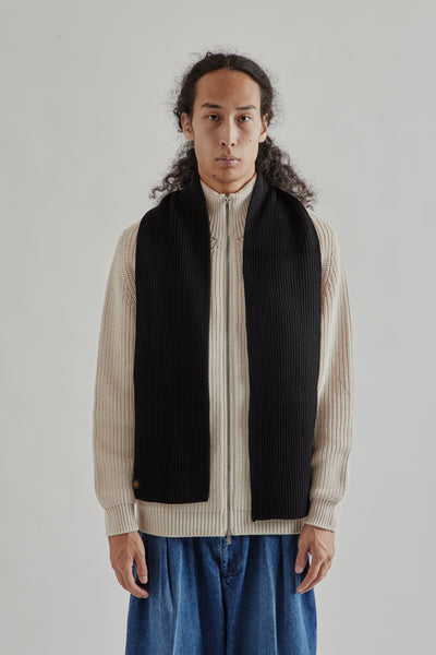 Batoner Solid Wool RIb Muffler - Black | Wallace Mercantile Shop