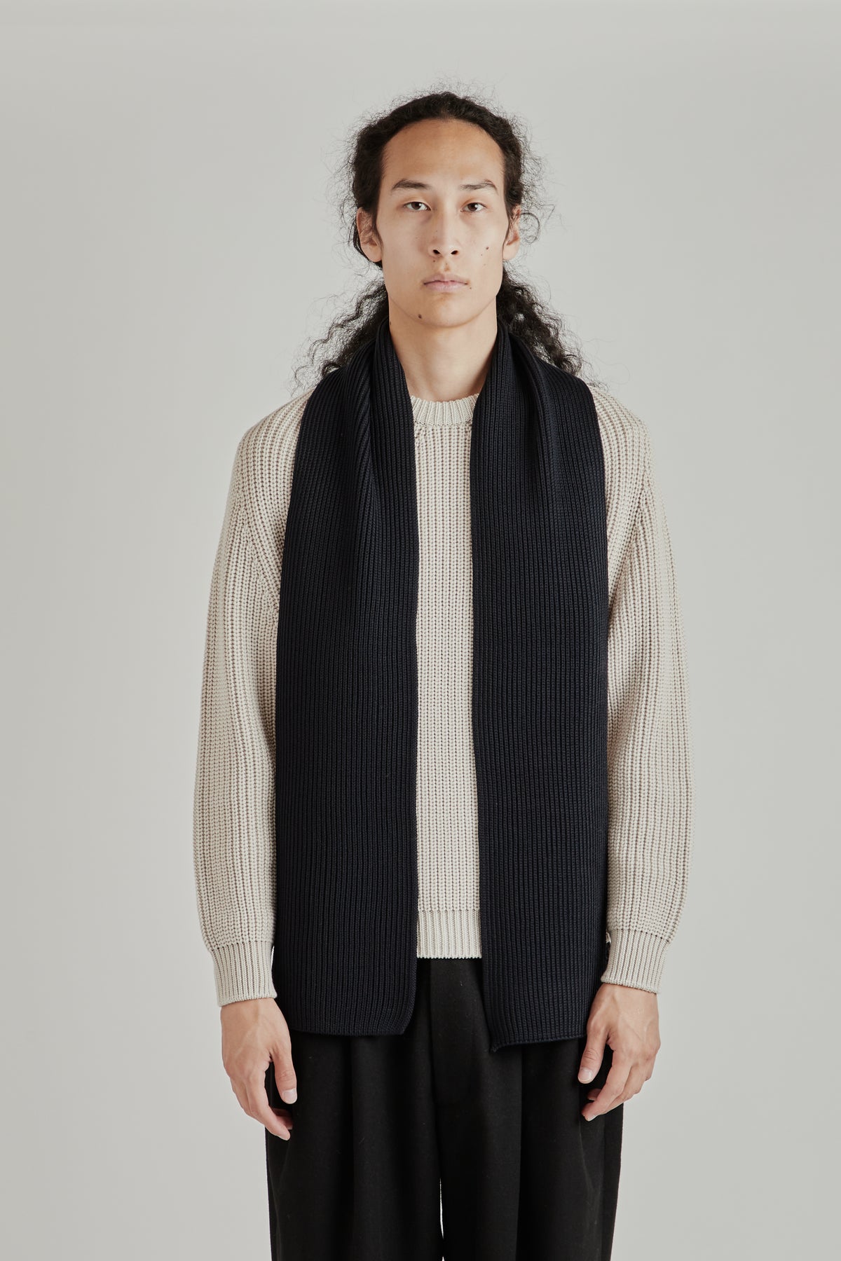Solid Wool Muffler - Navy