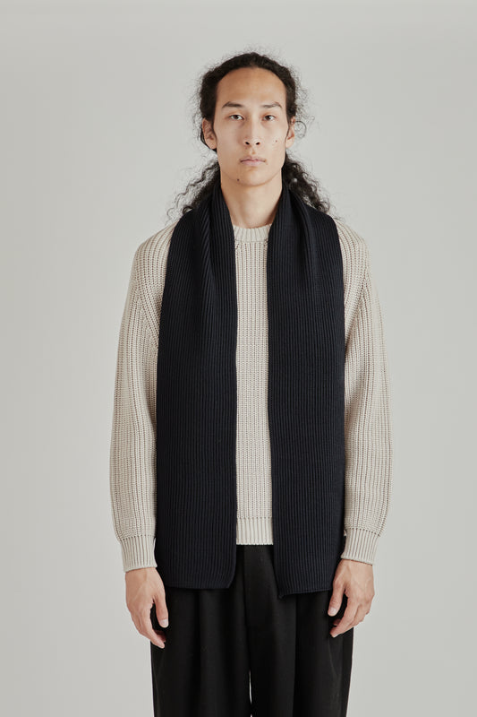 Solid Wool Muffler - Navy
