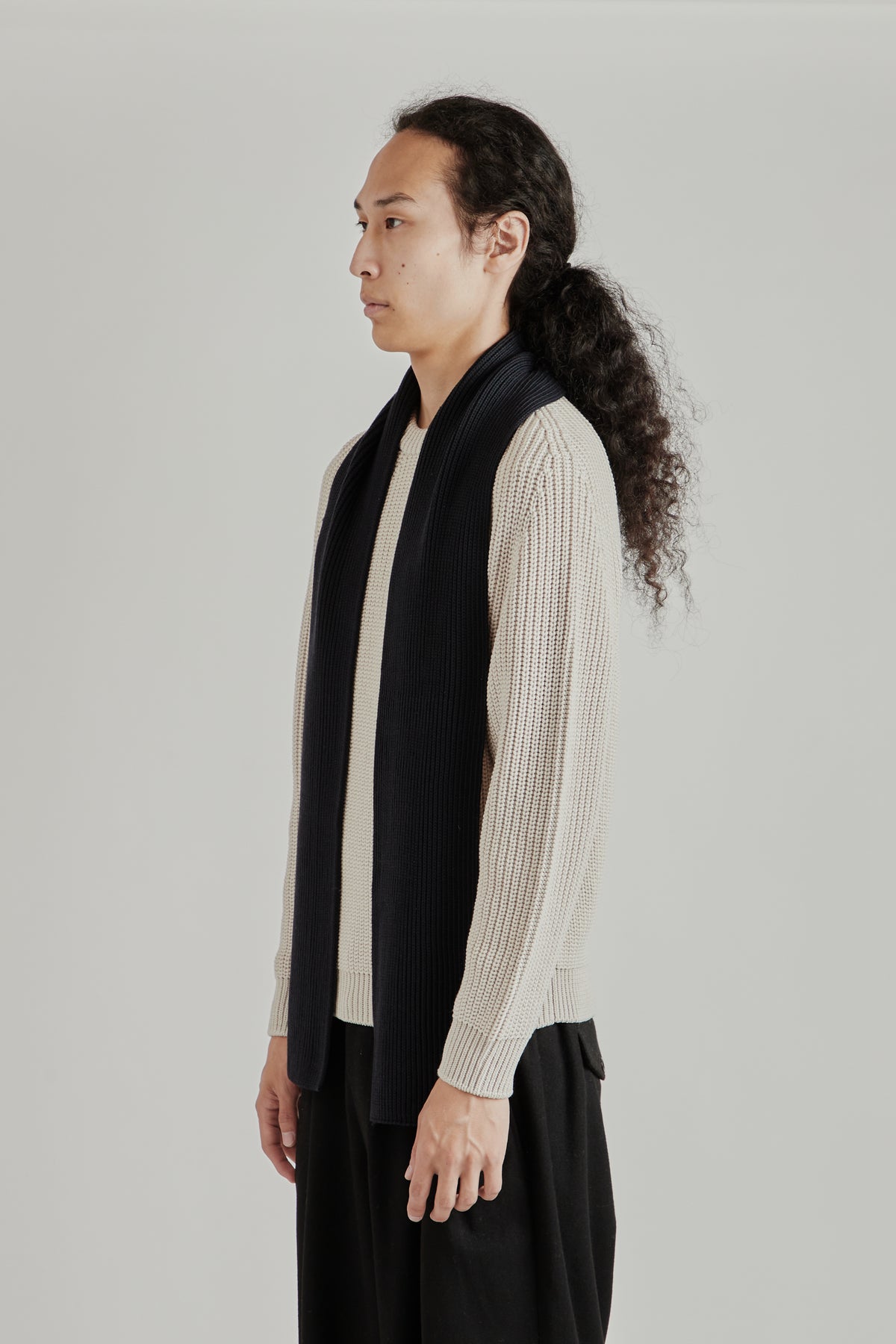 Solid Wool Muffler - Navy
