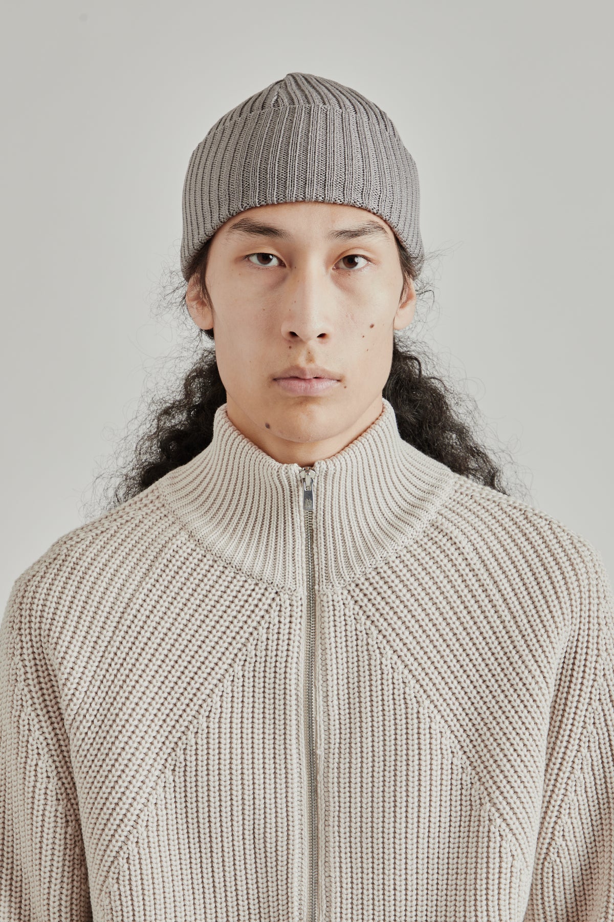 Solid Wool Short Knit Cap - Gray