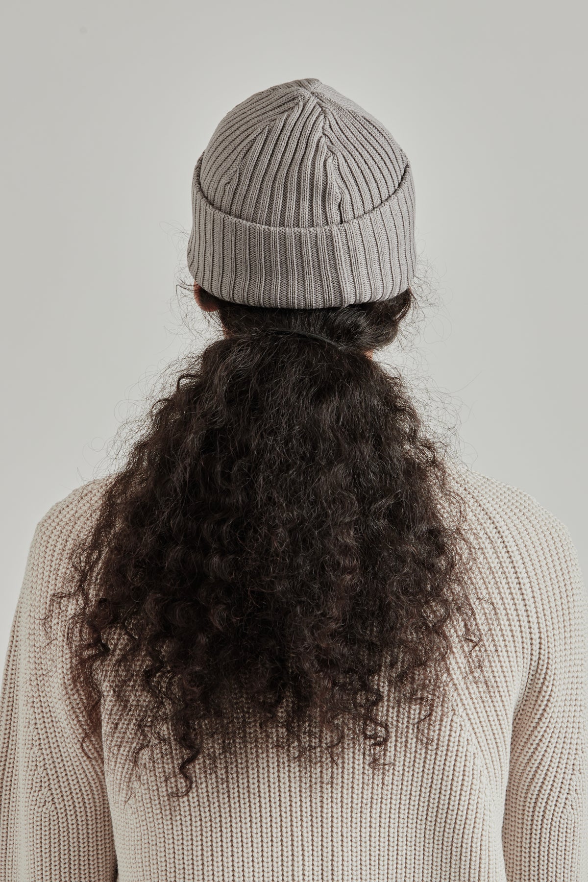 Solid Wool Short Knit Cap - Gray