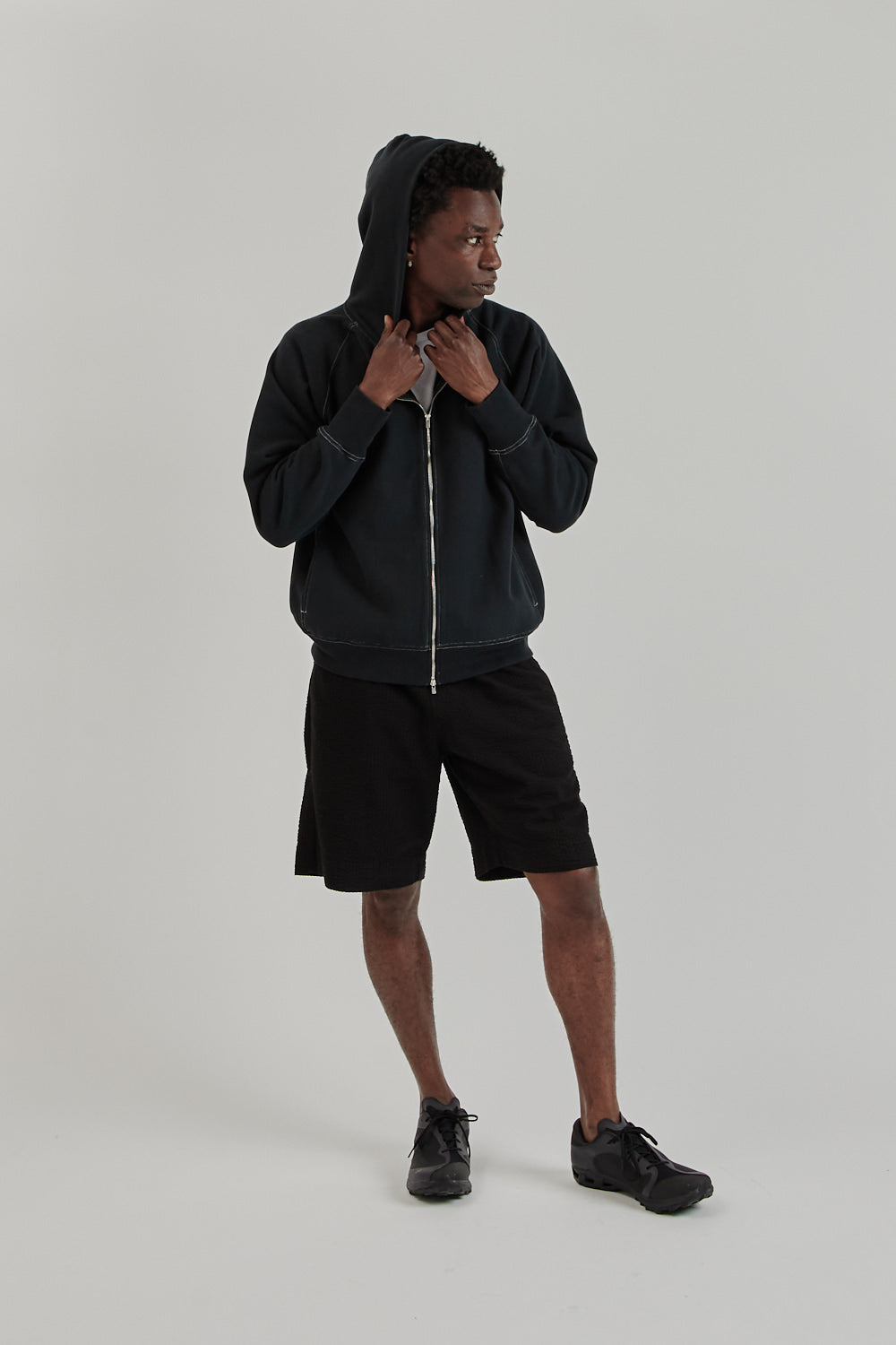 Jumberca Urake Zipup Hoodie - Black/White Stich