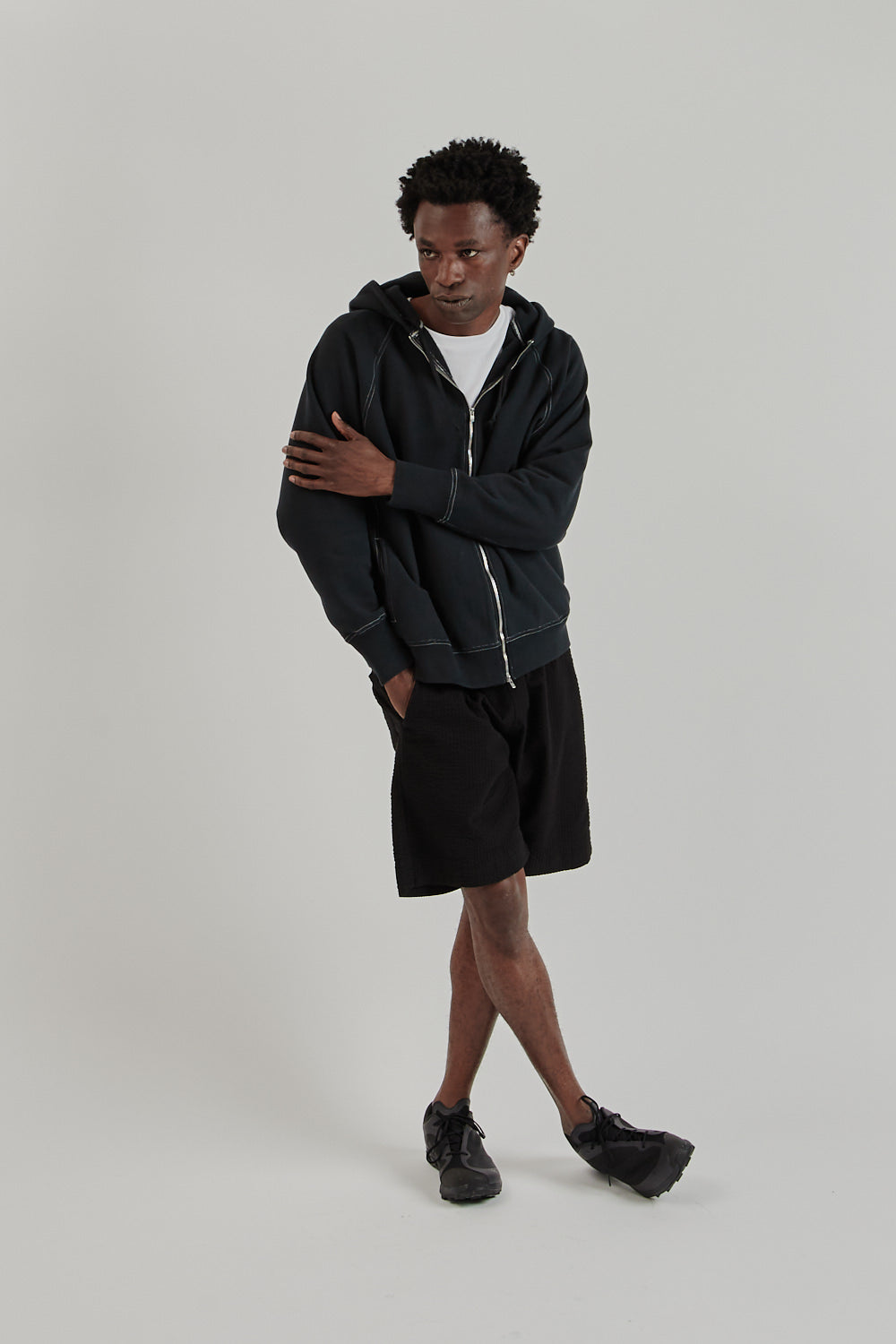 Jumberca Urake Zipup Hoodie - Black/White Stich