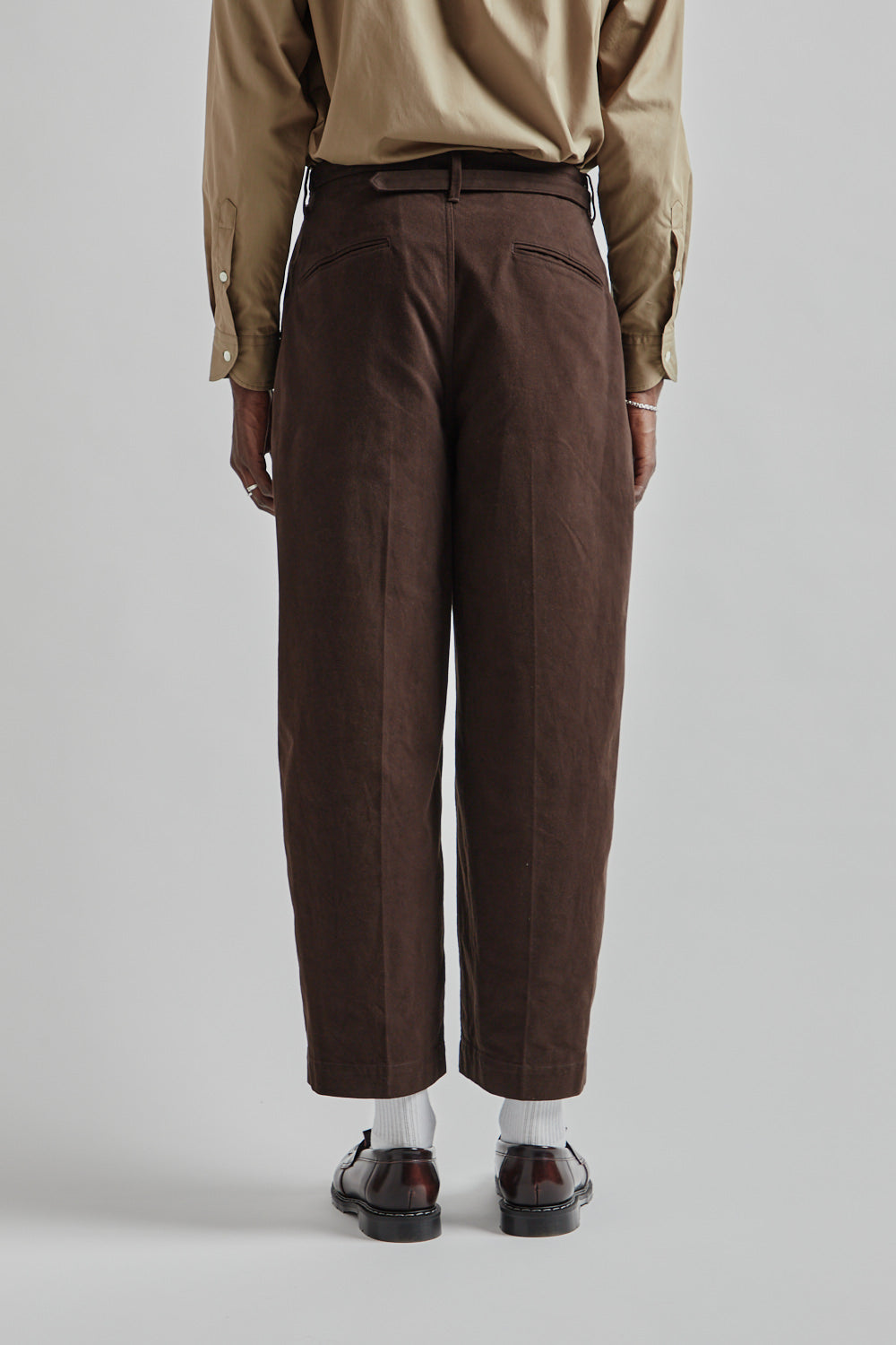 Blurhms Brushed Twill Belted Trousers Chocolate 4