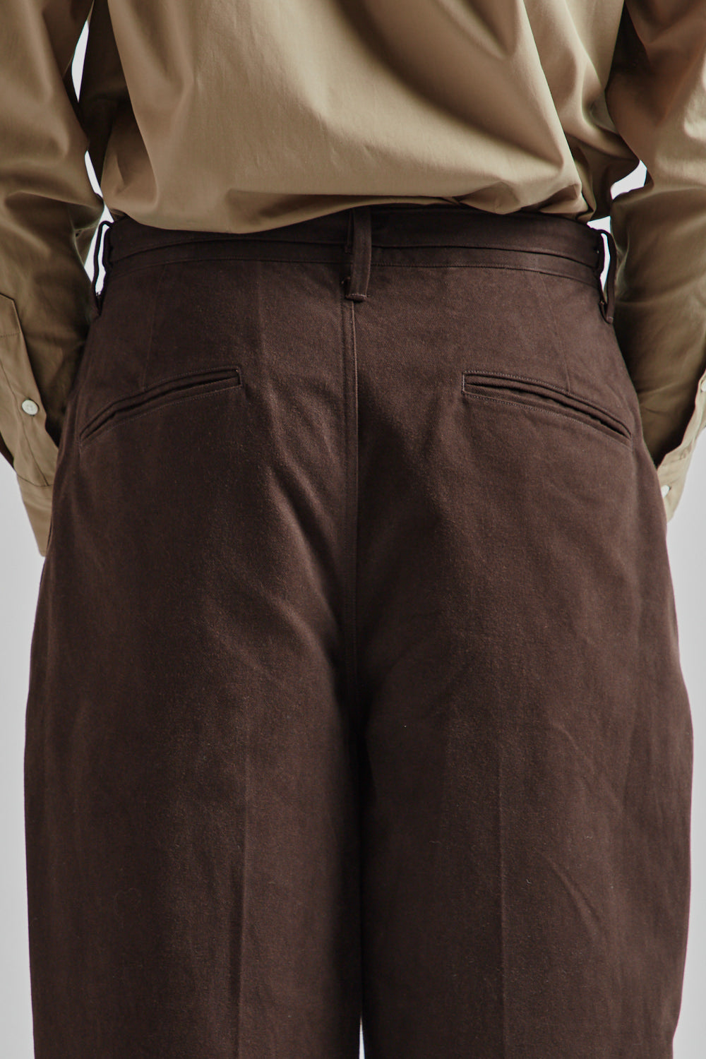 Blurhms Brushed Twill Belted Trousers Chocolate 5