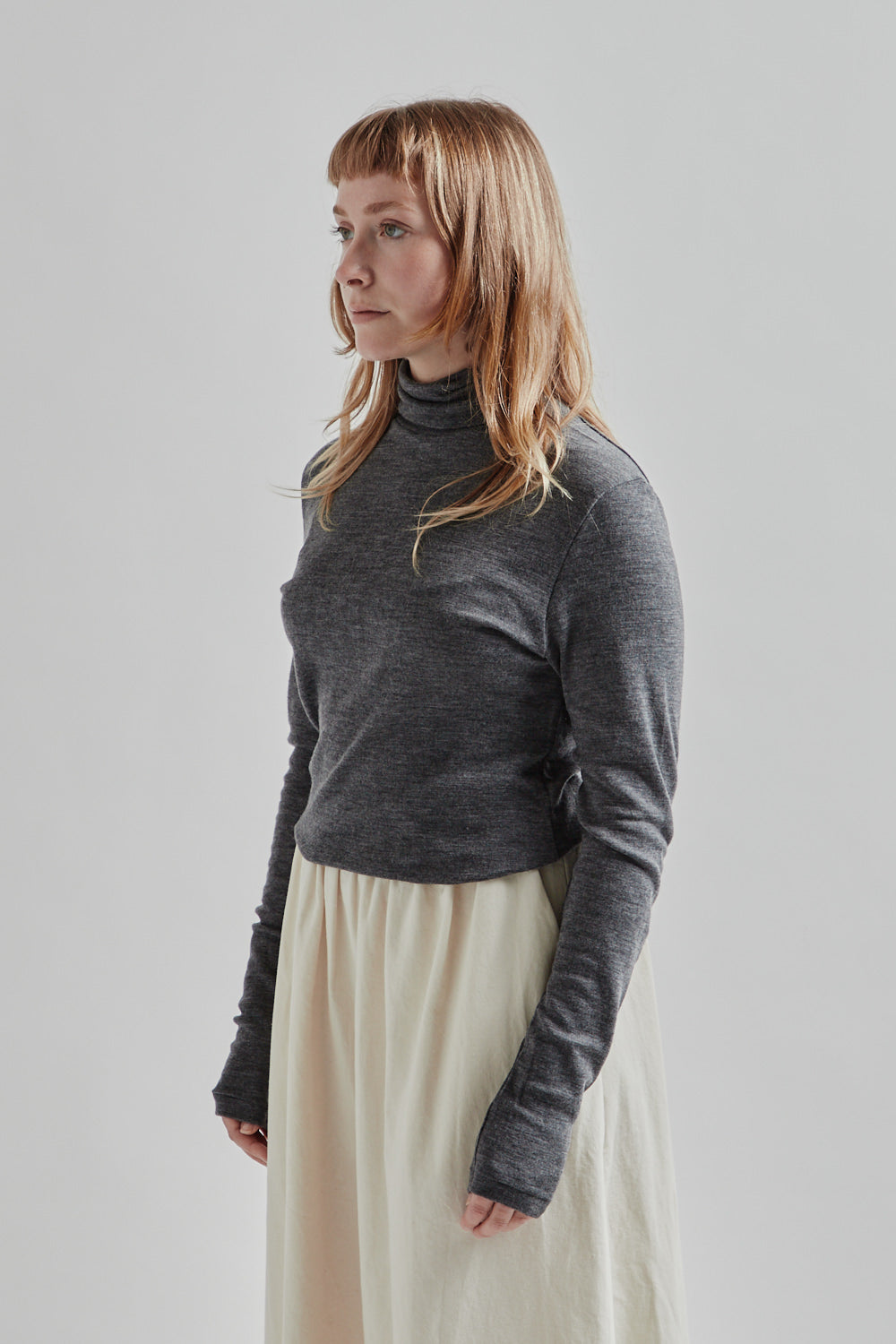 Blurhms Wool Rib Turtleneck Heather Charcoal 3