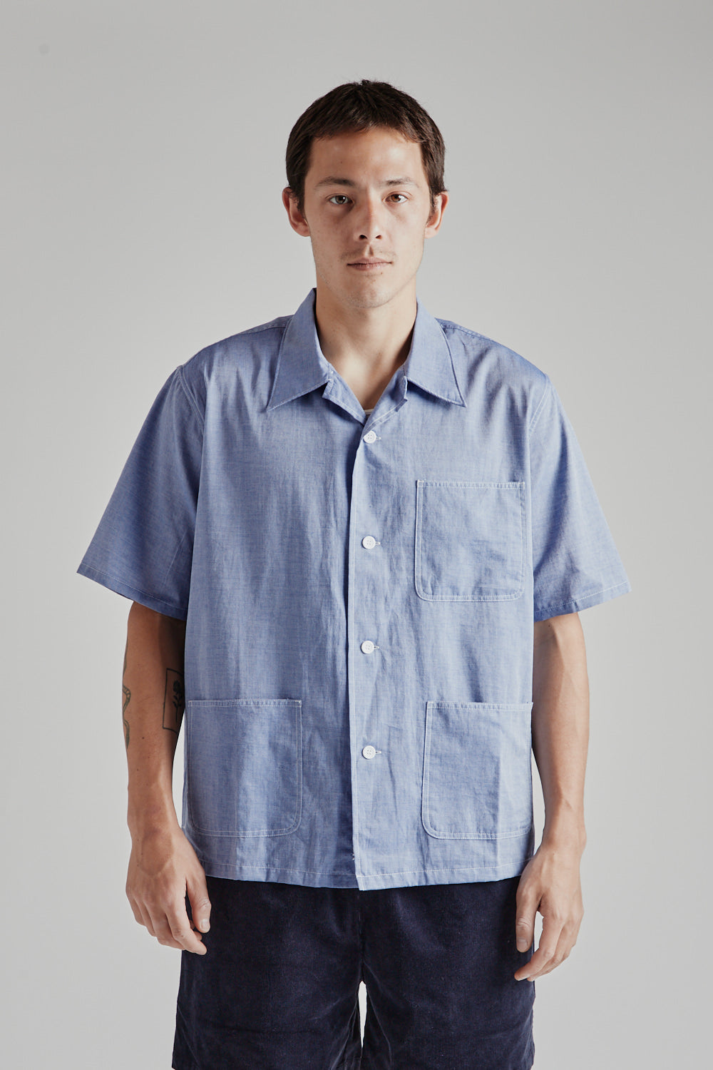 Brother Brother 3 Pocket Shirt in Navy Chambray
