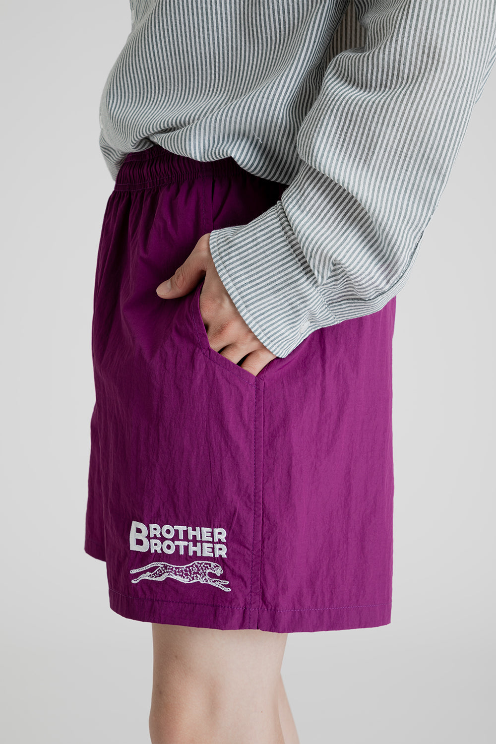 Brother Brother Baggie Short in Nylon Grape