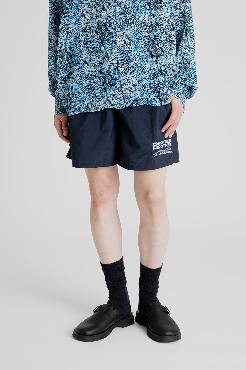 Brother Brother Baggie Short in Nylon Navy