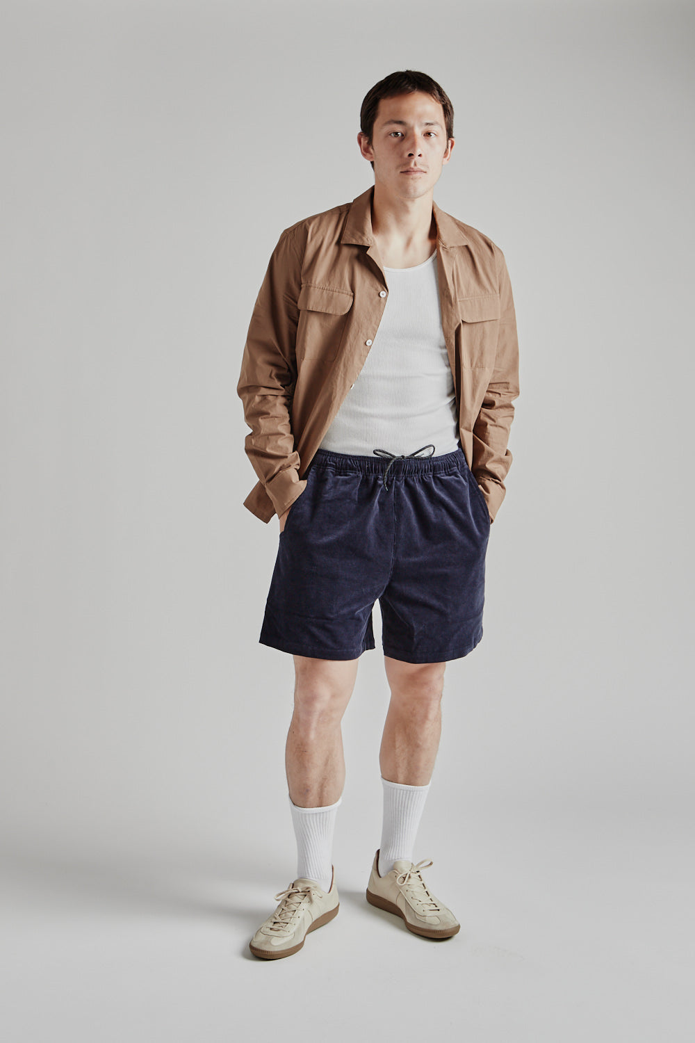 Brother Brother Cord Baggie Shorts in Navy