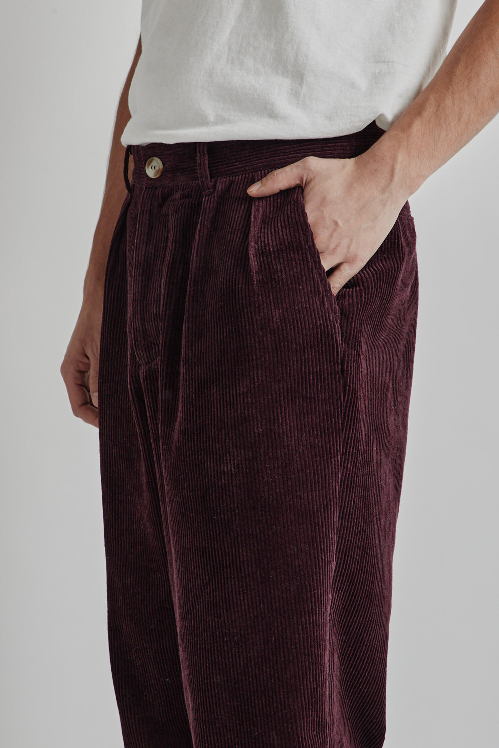 Brother Brother Double Pleated Cord Pant Maroon 10