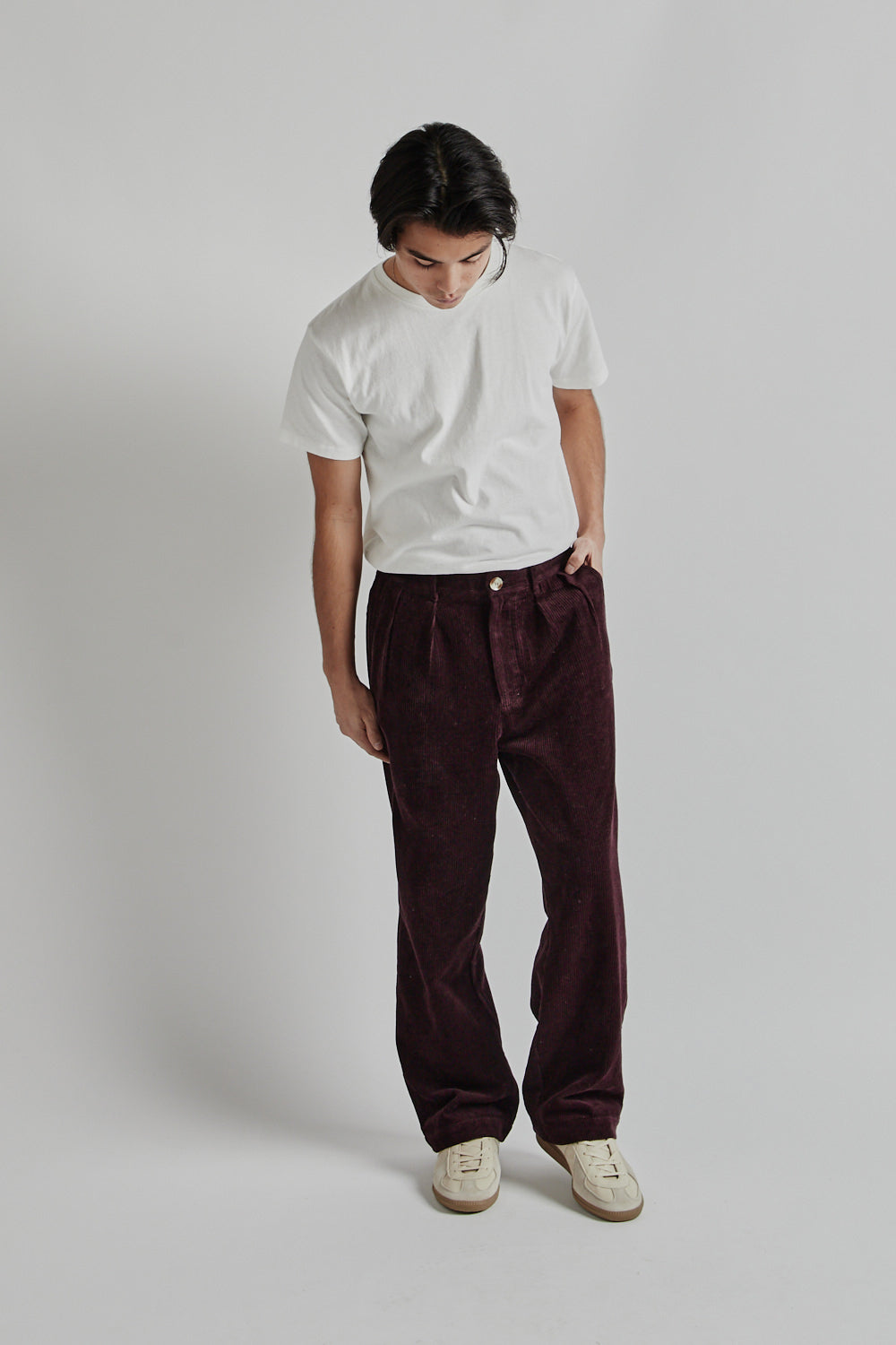 Brother Brother Double Pleated Cord Pant Maroon 11
