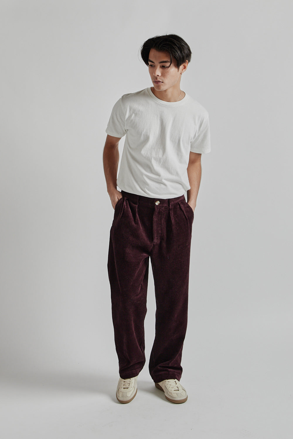 Brother Brother Double Pleated Cord Pant Maroon 12