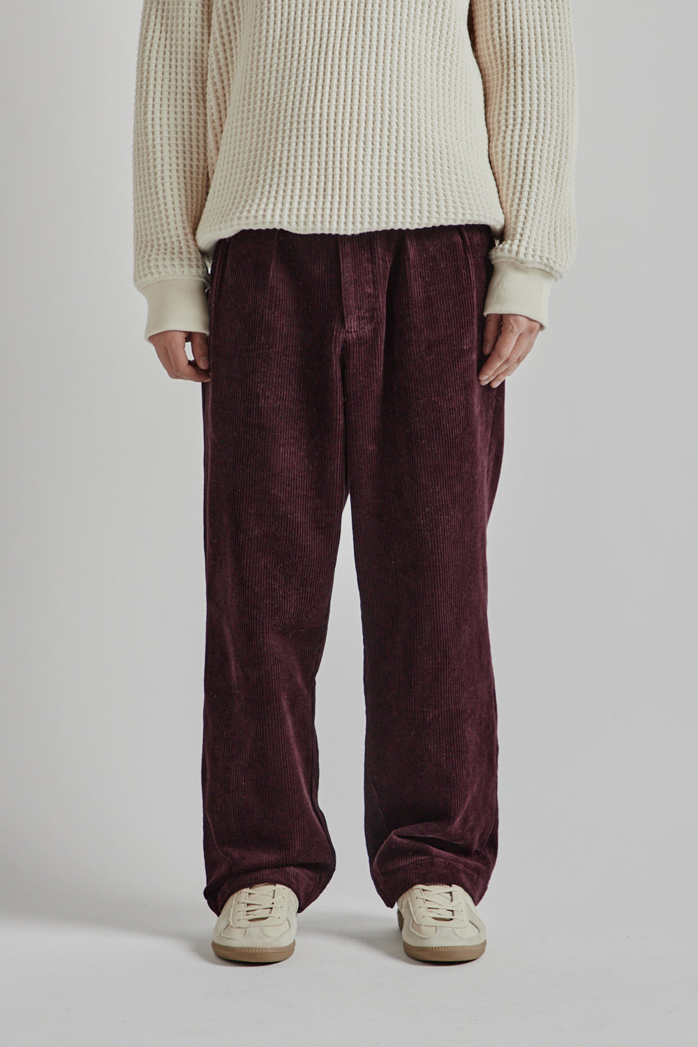 Brother Brother Double Pleated Cord Pant Maroon 2