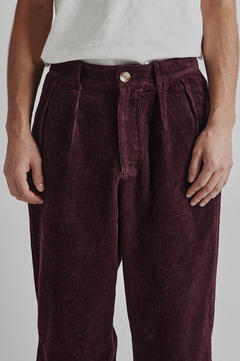 Brother Brother Double Pleated Cord Pant Maroon 9