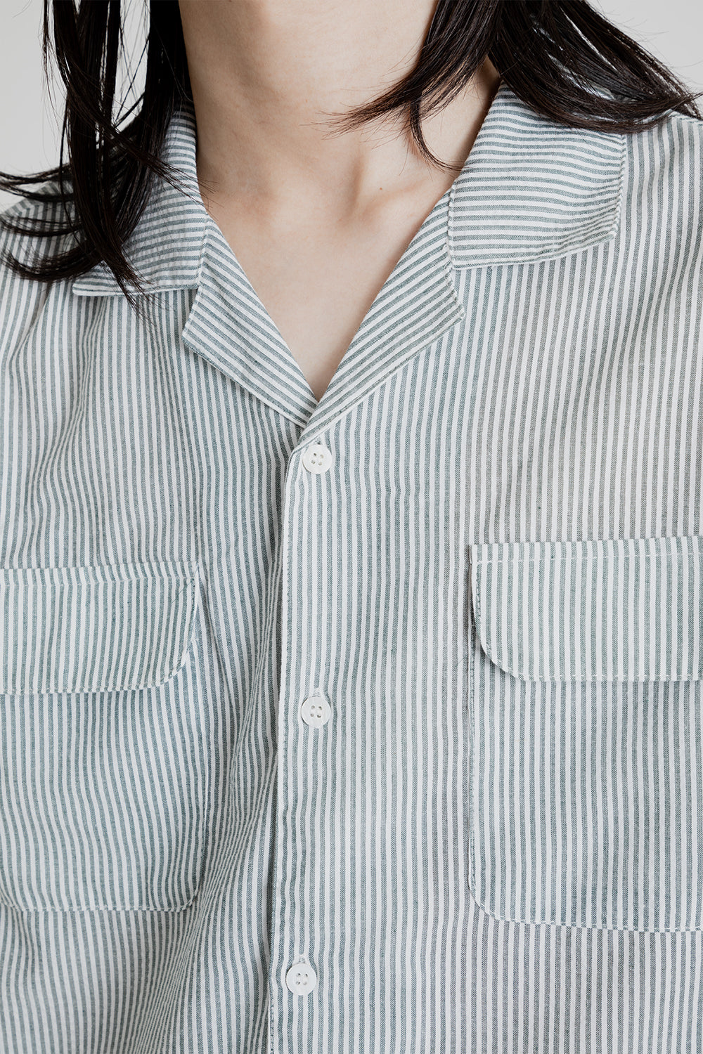Brother Brother LS Seersucker Camp Collar in Grey Stripe