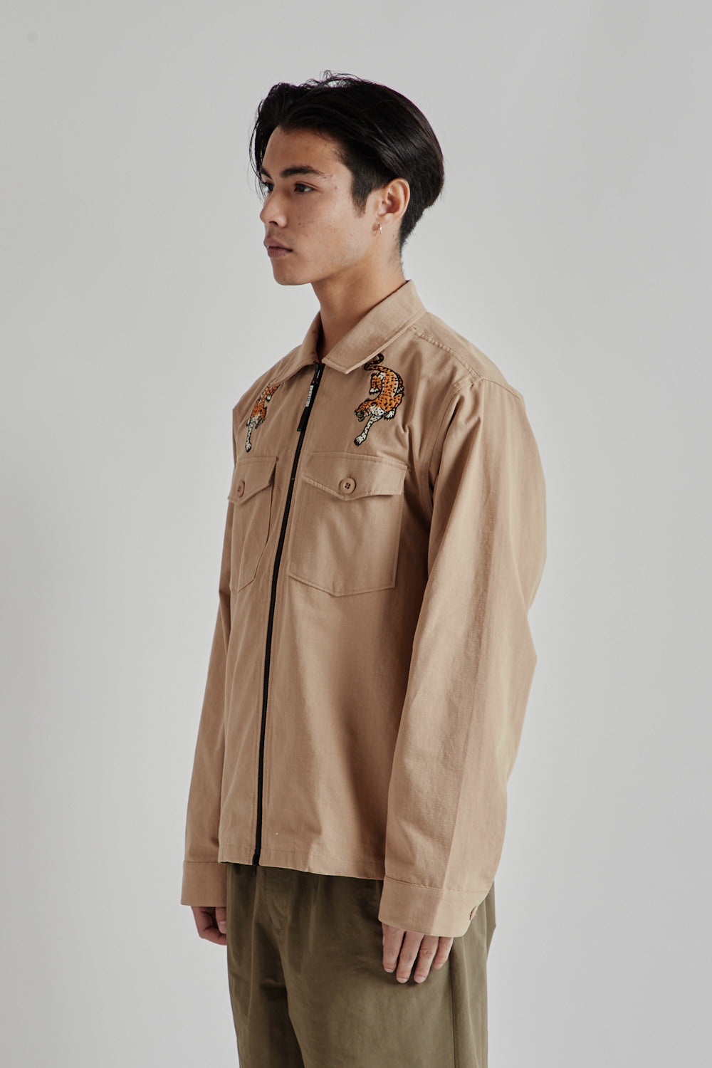 Brother Brother Military Souvenier Zip Shirt Khaki 3