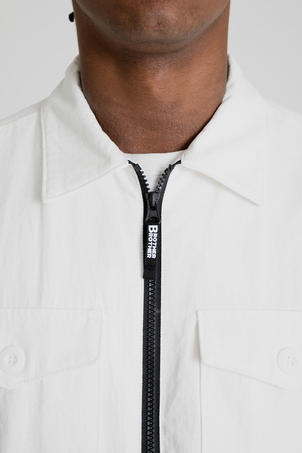 Brother Brother Ripstop Military Zip LS Shirt White Detail 01
