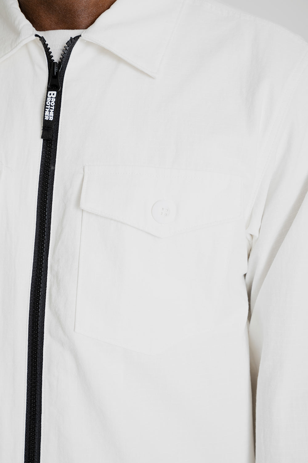 Brother Brother Ripstop Military Zip LS Shirt White Detail 02