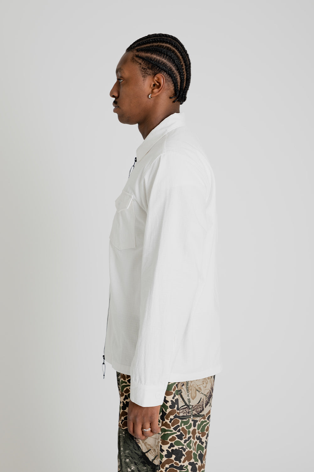 Brother Brother Ripstop Military Zip LS Shirt White Detail 04