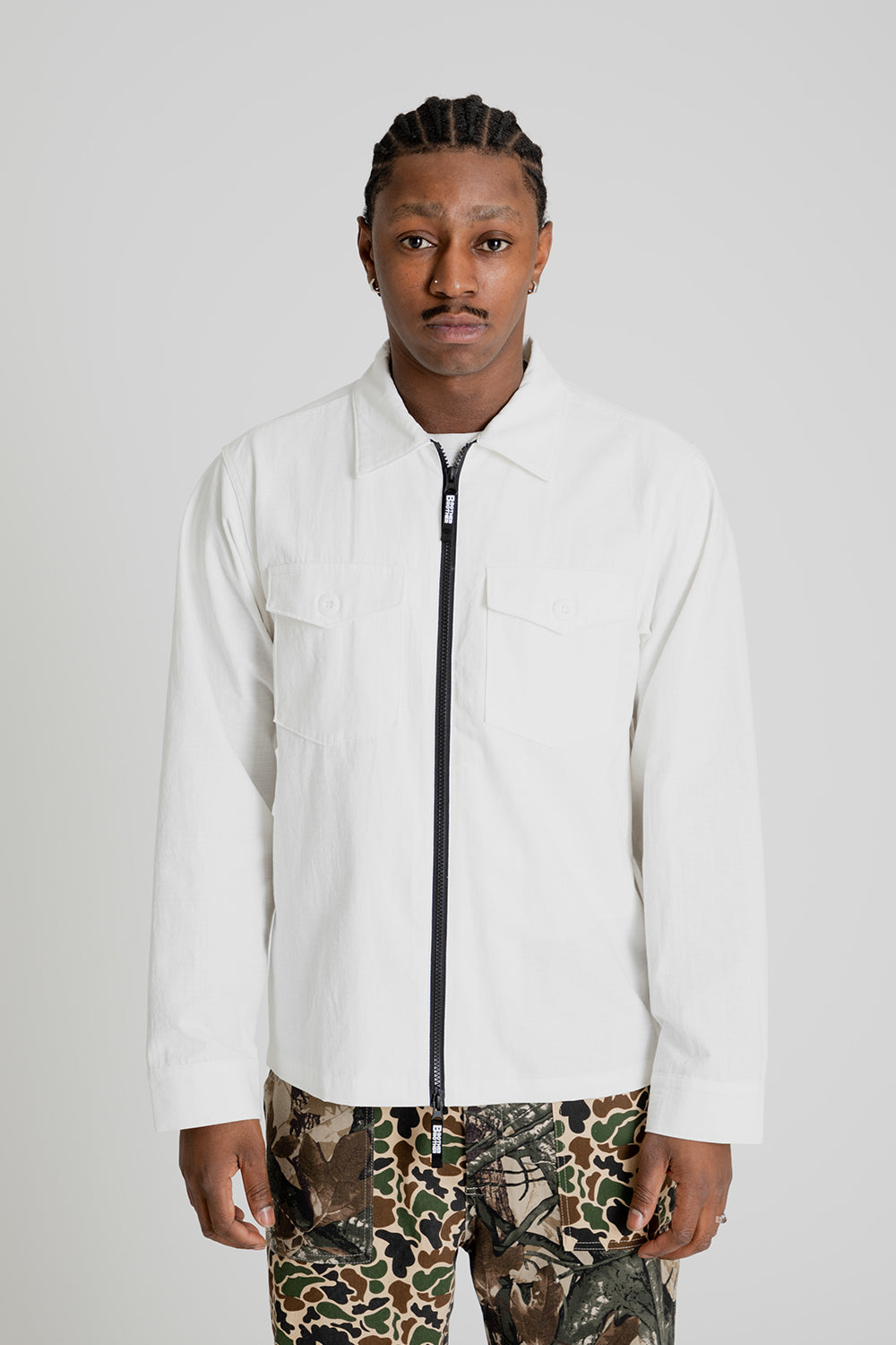 Brother Brother Ripstop Military Zip LS Shirt White Focus