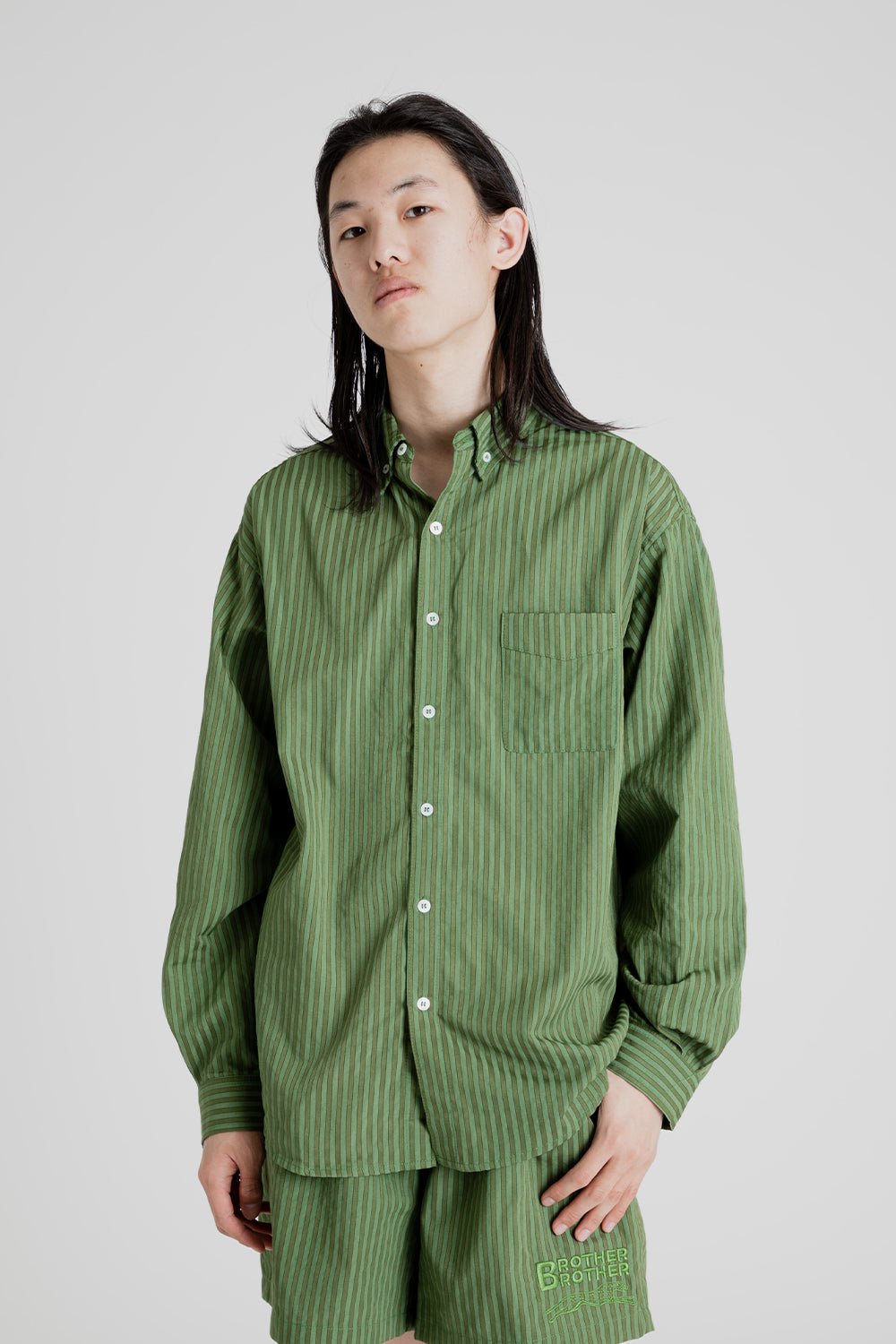 Simple Stitch Seersucker Shirt - Overdye Olive