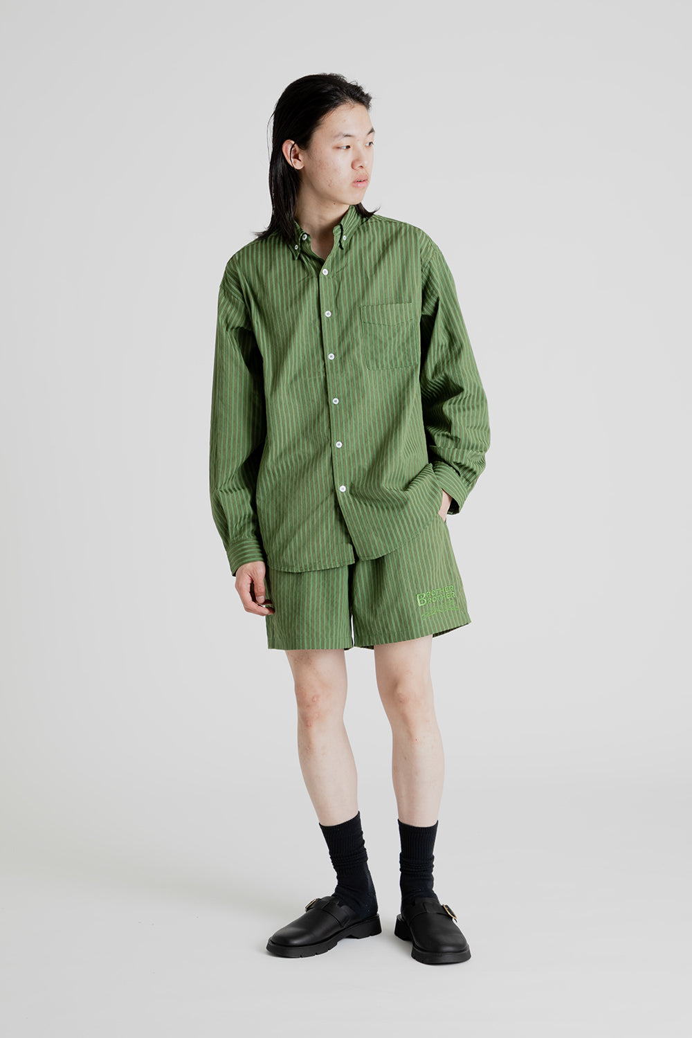 Simple Stitch Seersucker Shirt - Overdye Olive
