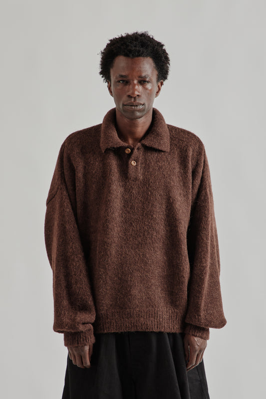 Estudio Niksen FW25 Alpaca Polo Sweater Brown 2