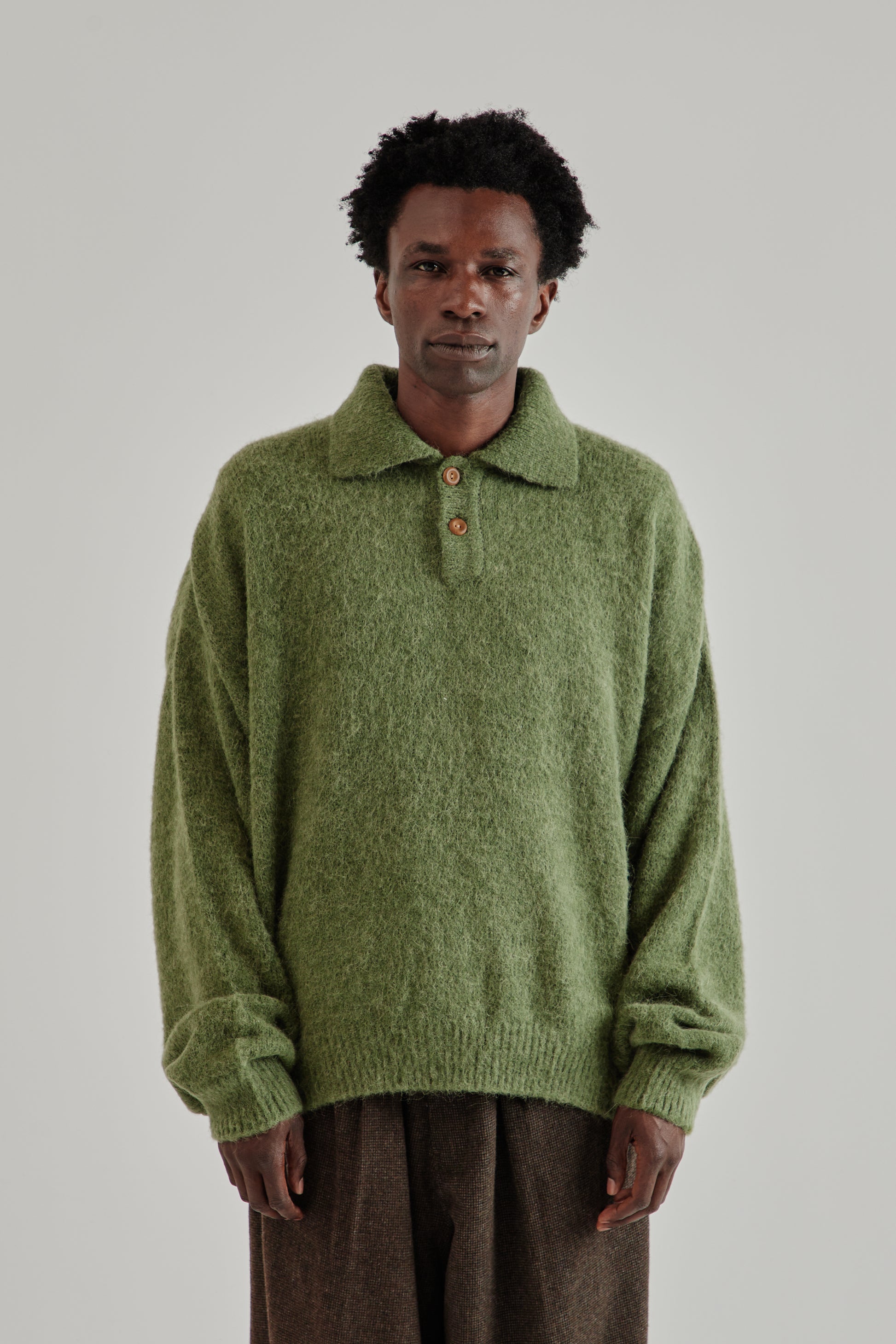 Estudio Niksen FW25 Alpaca Polo Sweater Green2