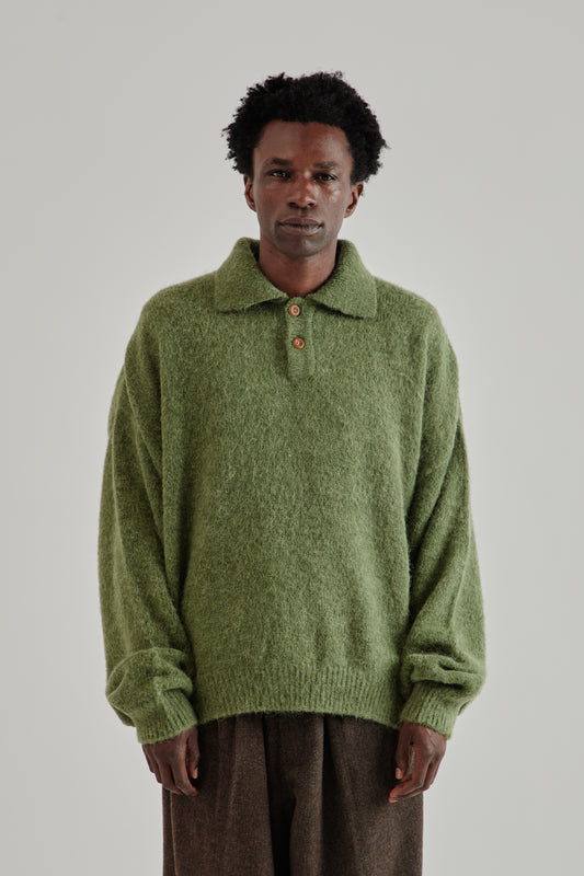 Estudio Niksen FW25 Alpaca Polo Sweater Green2