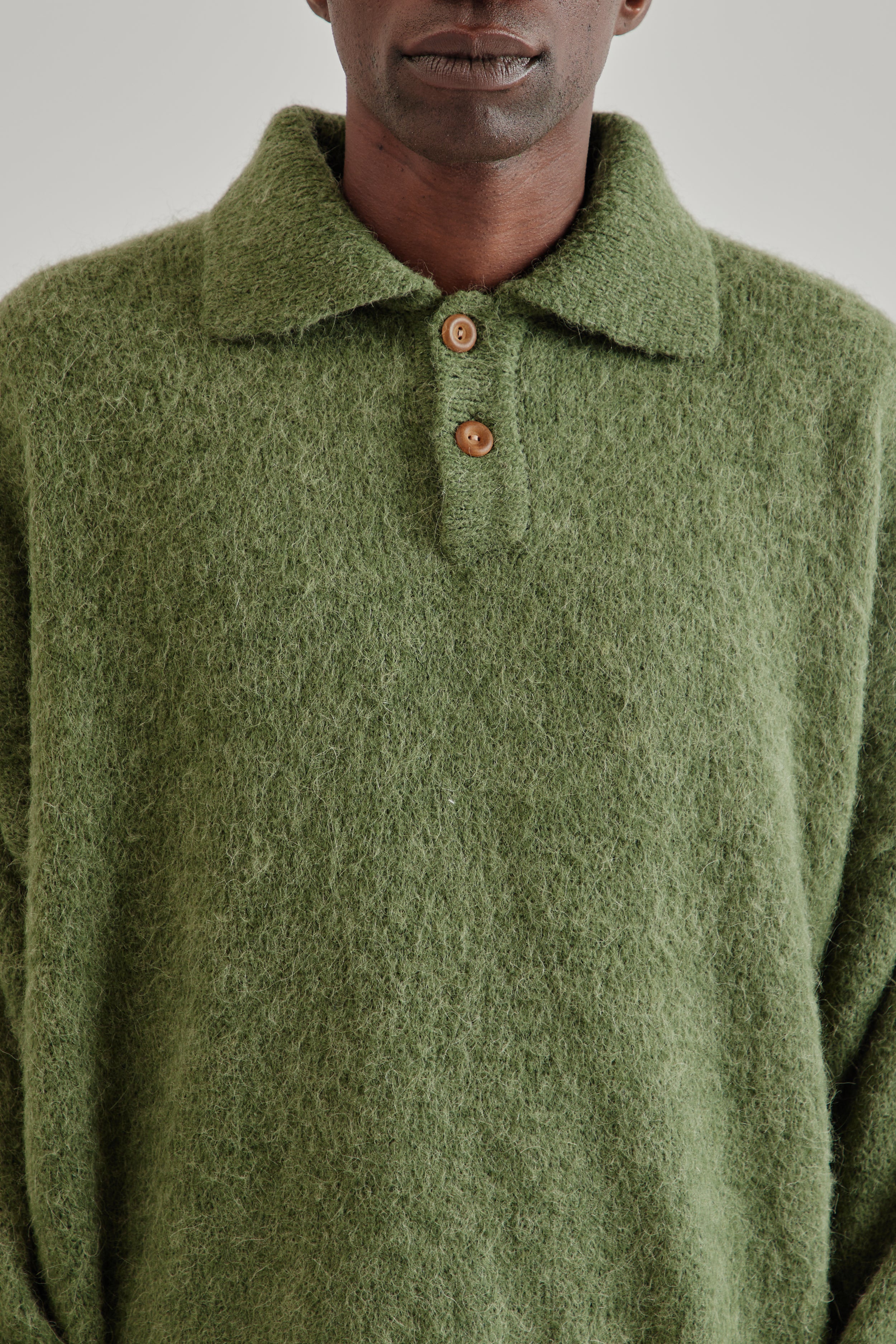 Alpaca Polo Sweater - Green – Wallace Mercantile Shop