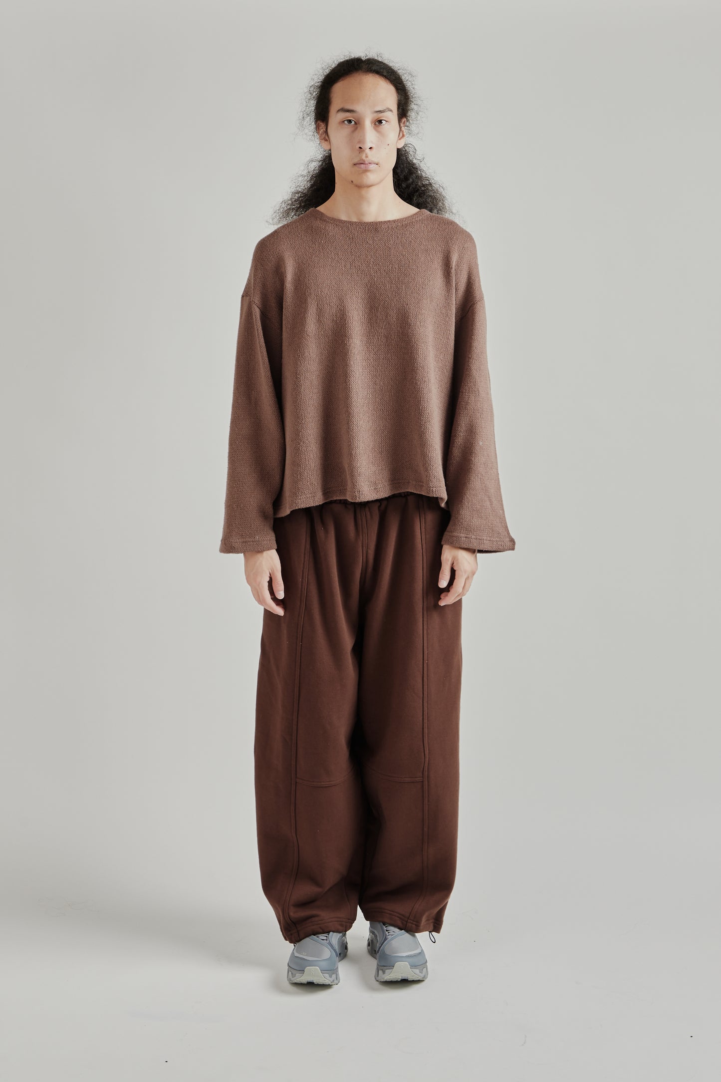 Crochet Boxy Sweater - Brown