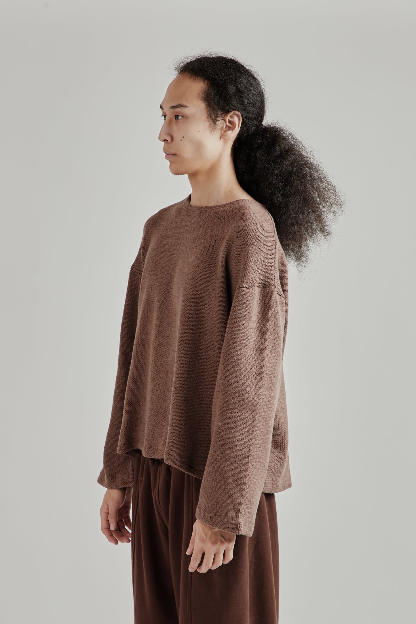 Crochet Boxy Sweater - Brown