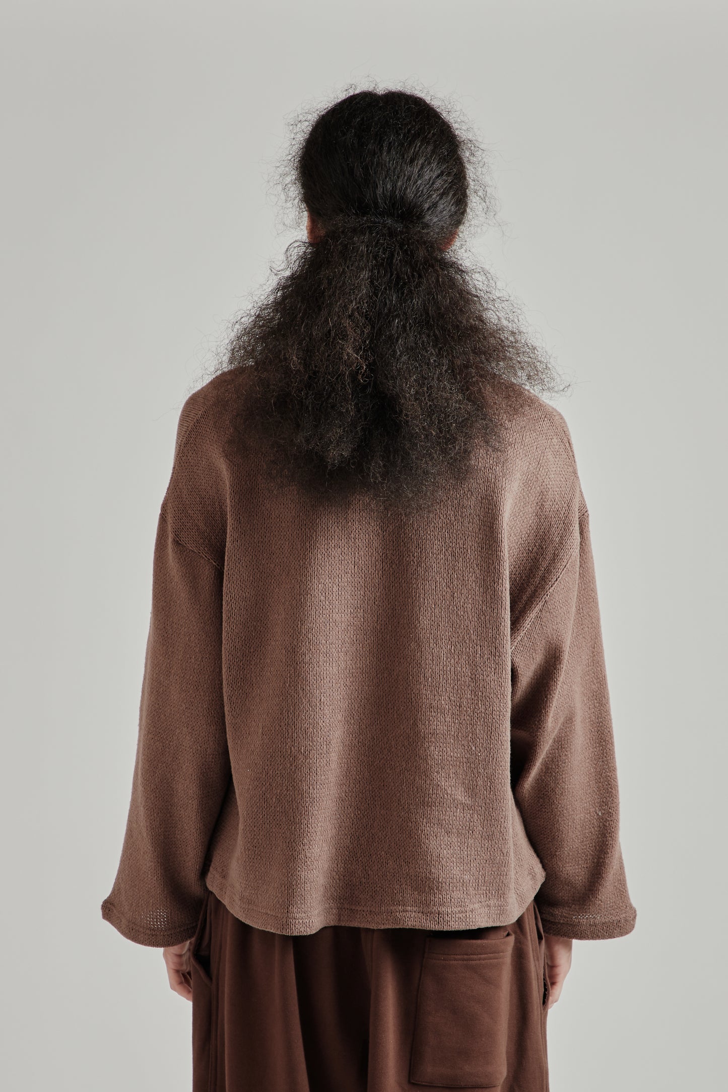 Crochet Boxy Sweater - Brown