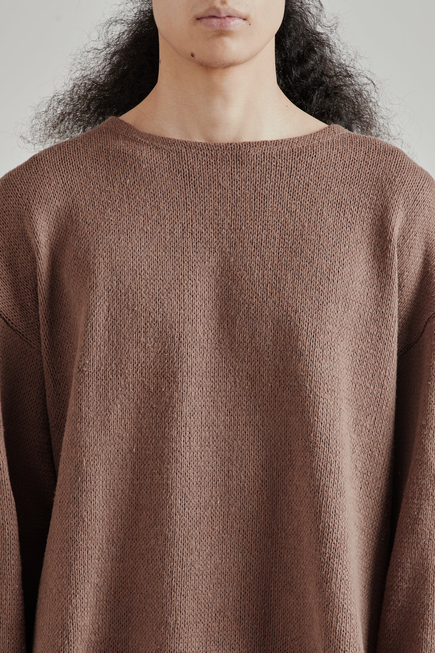 Crochet Boxy Sweater - Brown